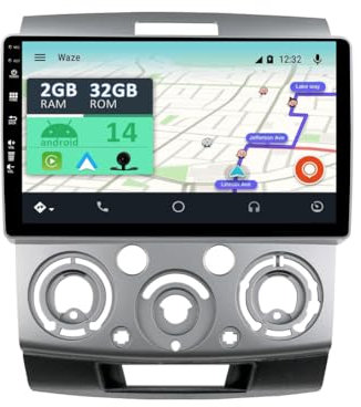 YUNTX [2GB+32GB] Android 14 Autoradio mit Navi für Ford Ranger/Mazda BT50 (2006-2011)-9 Zoll Touchscreen-mit Kamera-DAB/GPS/Lenkradsteuerung/MirrorLink/Bluetooth 5.0/WiFi/USB/4G/CarPlay