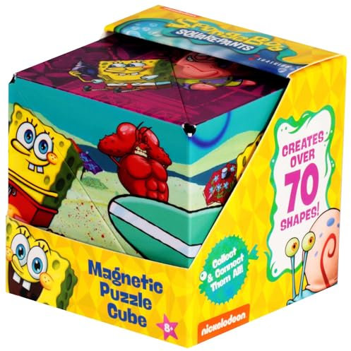 SHASHIBO SpongeBob Shape Shifting Box - Award-Winning Age 8+, Patented Magnetic Puzzle Cube w/ 36 Rare Earth Magnets - Fidget Cube Transforms Into Over 70 Shapes (Spongebob Squarepants-Beach Buddies)