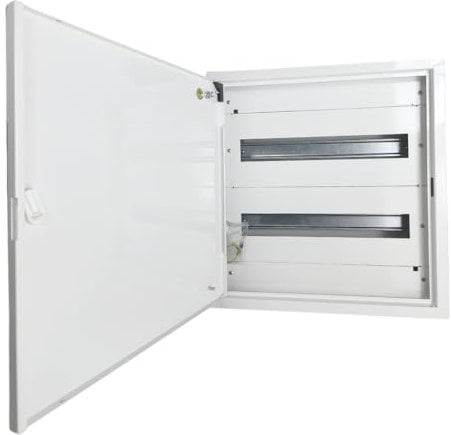 Doktorvolt Verteilerkasten Aufputz Verteiler Sicherungskasten Verteilerschrank Gehäuse aus Metall Aufputzverteiler 36 Module 2-reihig mit Tür Weiß IP30 IK07 für Installation im Haus