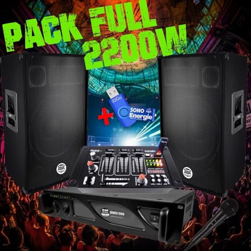 Pack Sono ampli 1000W+ enceintes 2x600W + Table de mixage+ Clé USB 32G