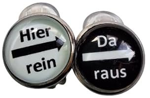 Ohrclips hier rein und da raus schwarz weiß mit Polster Edelstahl 8 mm