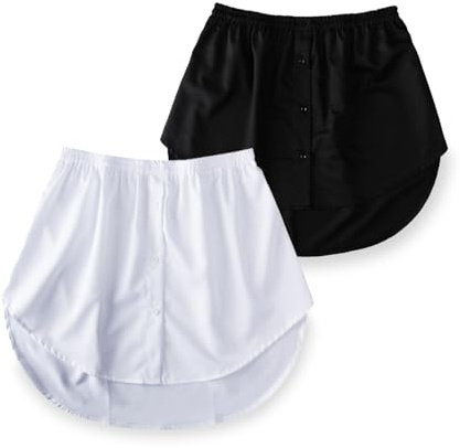 EUPSIIU 2 Pièces Chemise Extender Femme, Réglable Jupe Chemise Extender Shirt à Ourlet Faux Rallonge,