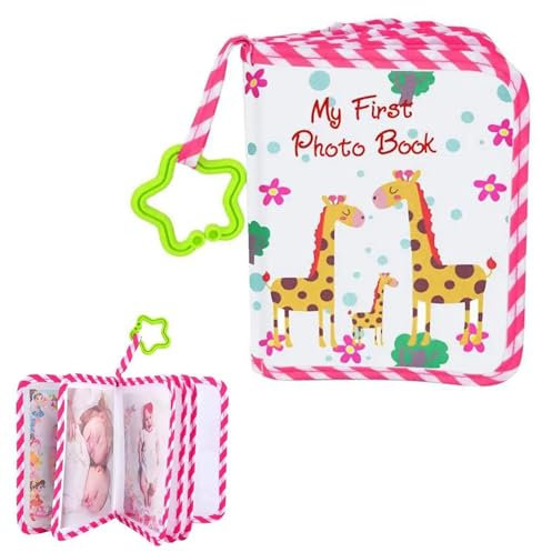 Fotobücher für Kleinkinder,Baby Fotoalbum,Fotobuch aus Weichem Stoff,Erstes Jahr Babyalbum,Weiches Erstes Fotobücher,Babyalbum mit Beißring und Anhänger,für Kinder Geburtstag Rosa Tokaneit