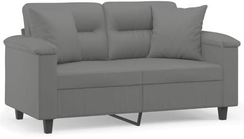 Willood 2-Sitzer-Sofa mit Kissen Liegesofa für Wohnzimmer, Polstersofa Sessel Relaxsofa Loungesofa Relaxcouch Dunkelgrau 120 cm Mikrofasergewebe