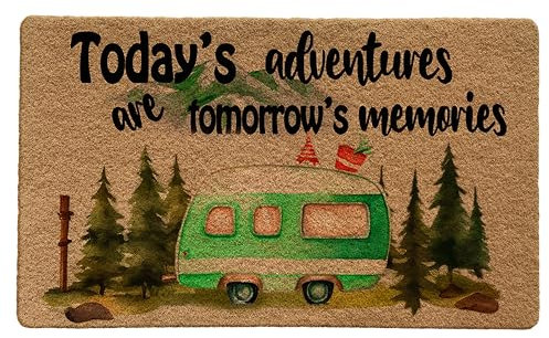 LUVADIAN Camping Door Mat - Camper Front Door Mat, Camping Welcome Mat, Camping Front Door Mat Outside Entrance, Camping Decor for Camper RV Door Mat Indoor Outdoor Entrance, 17x30 Inch