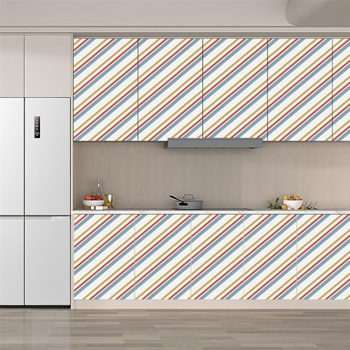 Selbstklebende Tapete Rot Beige Blau Strukturtapete Wandtattoo Schlafzimmer Tapete Selbstklebend Vliestapete Wallpaper for Living Room Tapeten Leicht zu Entfernen Wandschutzfolie 40x100cm/1 Pcs