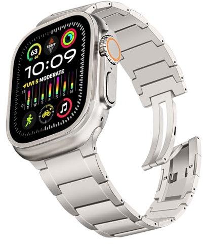 TRUMiRR Pulsera de titanio Reemplazo para Ultra 2/Ultra 49mm, Recubrimiento DLC Correa de reloj antiarañazos Hebilla de pasador integrada para Apple Watch SE Series 9 8 7 6 5 4 3 2 1 45mm 44mm 42mm