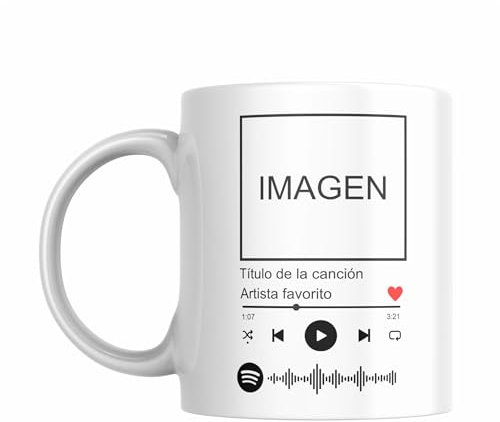 Taza Spotify de Ceramica Personalizada Canción favorita, Artista favorito o Texto, enlace de la canción