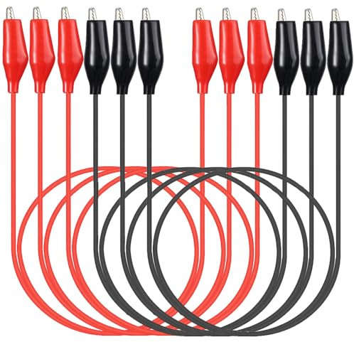 Gebildet 6 Pezzi Morsetti a Coccodrillo Elettrici, Cavo 0.5mm² /20AWG, Puntali Isolati con Morsetti a Coccodrillo, Cavi Jumper a Doppia Estremità Saldati per Test Elettrici, Collegamento di Circuiti