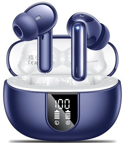 AOVOCE Bluetooth Kopfhörer,In Ear Kopfhörer Kabellose Bluetooth 5.3 mit 42H Tiefer Bass,Sportkopfhörer mit 4 Mikrofonen,Wasserdicht Kopfhörer mit ENC Lärmreduzierung,LED Anzeige,USB-C,Dunkelblau