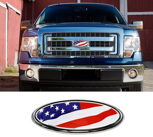 deemars Emblem für Ford, Heckklappe Emblem Abzeichen Namensschild, Overlay Kühlergrill/Heckklappe Oval American Flag Badge, Autozubehör Autoemblem für Ford F150 F250 F350 (Colorful)