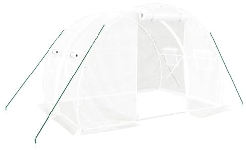 Serre de Jardin avec Cadre en Acier galvanisé et Bâche PE , Serre pour Faire Pousser et protéger Vos Plantes en Toutes Saisons, Blanc 6 m² 3x2x2 m