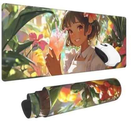Tapis de Souris Mignon Tapis Souris XXL (900×400×3MM) Tapis de Souris Gamer Anime, Base en Caoutchouc Imperméable et Antidérapante Vitesse et la précision Améliorées pour Ordinateur, Travail, Gaming