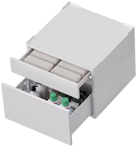 TT-YEC Heavy Duty Multifunctional Washing Machine Base with Sliding Drawer, Stainless Steel Raised Base, Load Bearing 300Kg, Base Protection Support, Suitable for Heavy Duty Appliances,White A