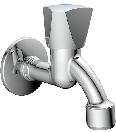KIRCHHOFF 986031148 Auslaufventil 1/2 Zoll AG x M22 mit Haubengriff, Kaltwasser Auslaufhahn mit M22 Strahlregler, Wasserhahn für Waschraum, Keller oder Garage, Wasser Ventil, Chrom