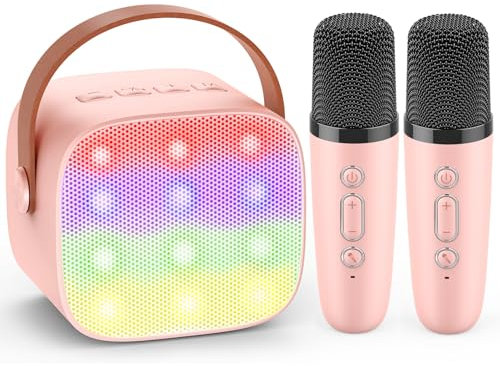 Dislocati 3-12 Year Old Girls Gifts, Kids Microphone Birthday Presents Girls Toys Age 3-15 Wireless Bluetooth Speaker Karaoke Machine 2 Microphones for Kids Karaoke Microphones Birthday Gifts