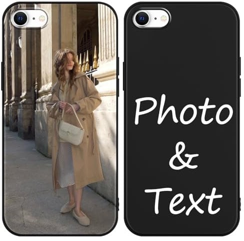 Kivlclri Personalisierte Handyhülle für iPhone 7/8/SE 2022/SE 2020 4,7'', Personalisiert Hülle mit Selbst Gestalten Eigenem Bild Motiv Foto Schutzhülle, Individuelle Design Case für iPhone 8,Schwarz