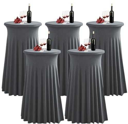 2 Stücke Tischhussen Spandex Runde Tischhussen mit Rock für Bankett Hochzeit Geburtstag Bartisch Hussen 80 * 110cm Weiß