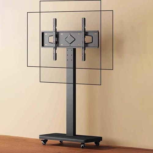 Mobile TV con supporto girevole, carrello rotante a 360° con ruote dei freni, altezza regolabile per TV da 26 a 60 pollici, perfetto per soggiorno e uso esterno (nero)