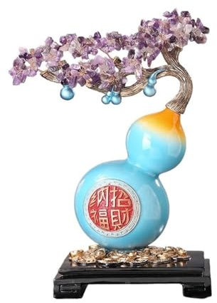 WANGHAI-666 Money Tree Amethyst-Geldbaum mit Kürbis, Home-Office-Eröffnung, Einweihungs-Ornament, Basteln Feng Shui Decor Tree(Red)