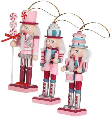 Mobestech 3pezzi Schiaccianoci Di Natale in Statuetta Artigianale Classica Decorazione Per Albero Di Natale e Casa