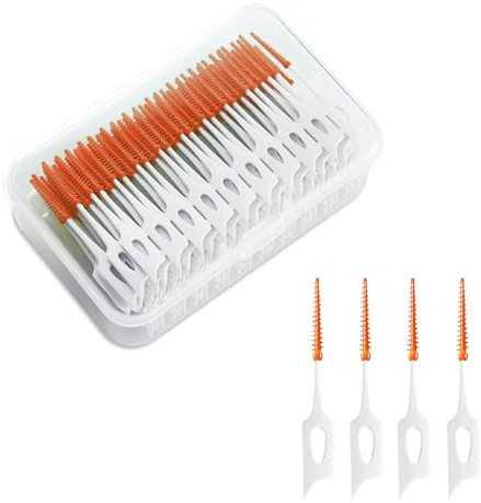 Generic 210 scovolini interdentali, in silicone, per la pulizia orale (arancione)