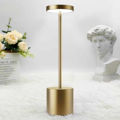 Hapfish LED Tischlampe Akku,5000mAh Tischleuchte Aufladbar über USB | Tischlampen Batteriebetrieben, Dimmbar 3 Farbmodi für Outdoor Nachttisch Esstisch Schreibtisch Balkon – Bronze