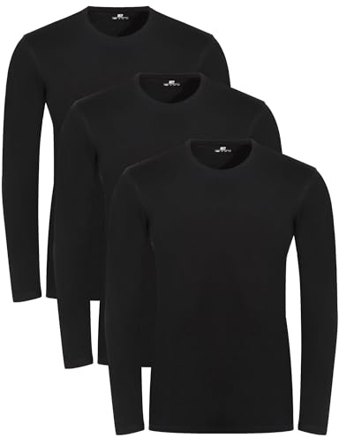 Lower East Long-Sleeved Men's Shirts, 100% Cotton, Crew Neck (Pack of 5)