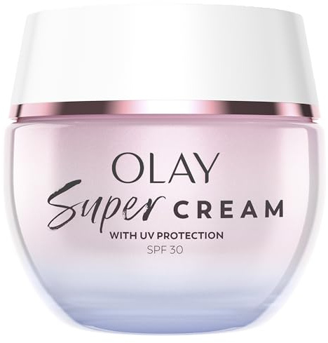 Olay Super Cream Nachfüllbare Gesichtsfeuchtigkeitspflege 50ml | mit LSF30 UV-Schutz, 5 Hautvorteile, Ultraleichte Hydration