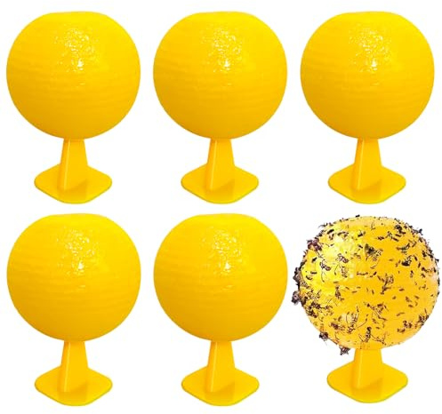 6 Pièces Piège à Mouche des Fruits, Boules D'insectes Collantes Pièges à Mouches de Fruits Jaunes Pièges à Mouches Collants pour Pots De Fleurs,Balcons,Cours,Vergers,Cuisine,Naturelles et écologiques