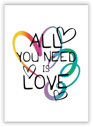 Druck-Palast All You Need Is Love Poster - 50x70cm - Kunstdruck - Wohnzimmer Schlafzimmer - Verspielt Modern Kreativ - Hochwertiger semimatter Druck - Wanddeko für junge Erwachsene ohne Rahmen