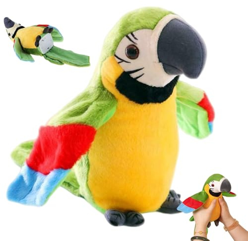 Juguete de loro parlante de peluche vívido, loro parlante interactivo repite lo que dijiste, juguetes electrónicos para pájaros para niños y niñas, fiesta de cumpleaños, juguetes y juegos sin ba-