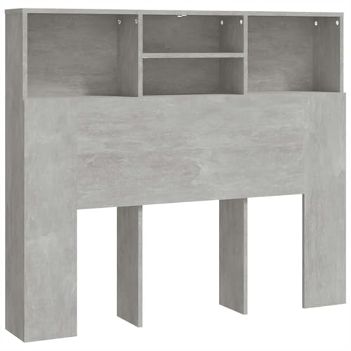 SDWEHBJ Bett-Kopfteil mit Ablagen 120 x 19 x 103,5 cm Betongrau Holzwerkstoff zur Wandmontage
