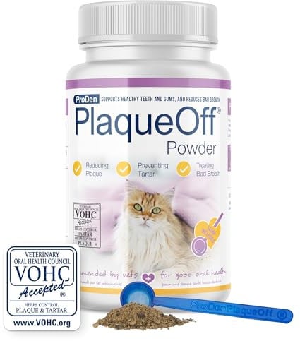 ProDen Plague Off Powder for Cats, 100% Natural Tooth Care Powder, Protects Against Bad Breath, Helps with Tartar and Plaque, Pack of 1 - 40g