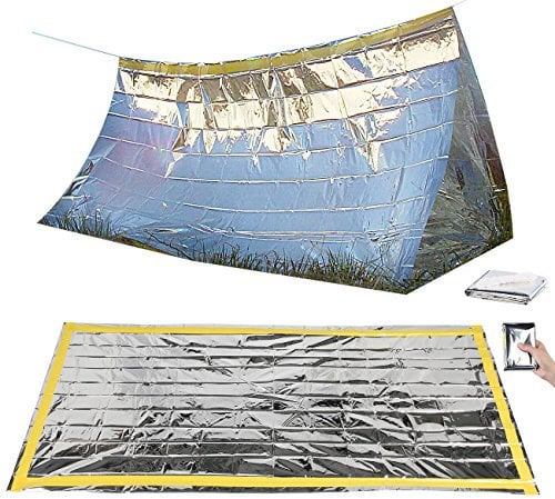 Semptec Urban Survival Technology Rettungszelt: Survival-Set mit Notfall-Zelt und Folien-Schlafsack (hermoschlafsack mit Zelt, Rettungsdecke, Notfallzelt Wandern)