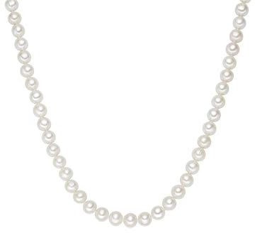Valero Pearls Damen Perlenhalskette Süßwasser-Zuchtperlen 7-8 mm Weiß Potatoförmig 925/- Sterling Silber - Perlenkette Halskette mit echten Perlen