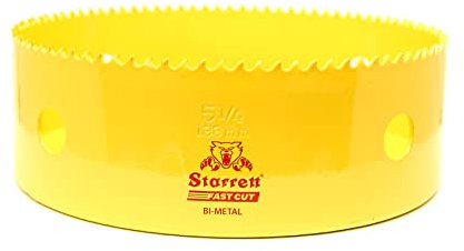 Starrett HSS Bi-Metal Hole Saw - FCH0514 Fast Cut Extra Cobalt Hole Saw - For Stainless Mild Sheet Wood Plastic Various Materials - 133mm