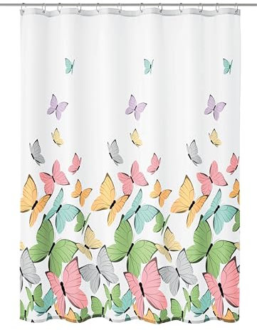 Kleine Wolke Butterflies Duschvorhang, Polyester, Multicolor, 180 x 200 x 0.2 cm