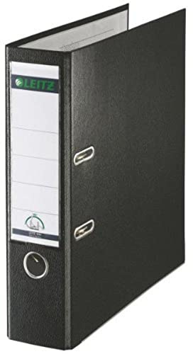 Leitz 11101095 180° Plastic Lever Arch File Foolscap 80 mm (Black) - Pack of 10