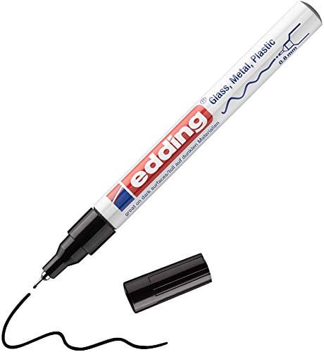 edding 780 Glanzlackmarker - schwarz - 1 Lackmarker - extra-feine Rundspitze 0,8 mm - Lackstift für Glas, Stein, Holz, Kunststoff und Papier - wasserfest, stark deckend, sehr dünn
