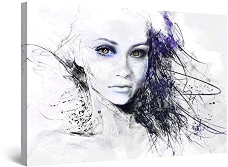 PICMA Frau Leinwandbild leuchtend im Dunkeln modernes abstraktes Bild Portrait Mädchen Gesicht I Wohnzimmerbild Wohnzimmerdeko Wandbild XXL Wohnzimmer I 1 Bild Leinwand Frau fluoreszierend 80x120cm