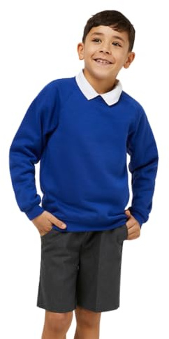 Trutex Kids Cobalt Blue School Sweatshirt – Crew Neck Cotton-Rich Standard Fit School Uniform Jumper for Boys and Girls – Age 12