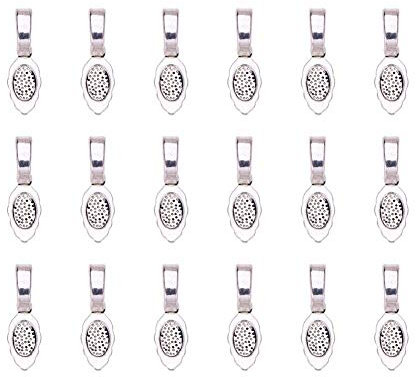 PH PandaHall 50pcs Glue-on Flat Pad Bails Pendant Bails Oval Jewellery Findings for Earring Necklace Bracelet Jewellery Making 1x0.3 inch, Antique Silver