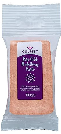 Culpitt Metallic Colour Food Modelling Sugar Paste for Celebration Cake, Stars, Flowers, Leaves, & Floral Gums, Rose Gold, 100 g