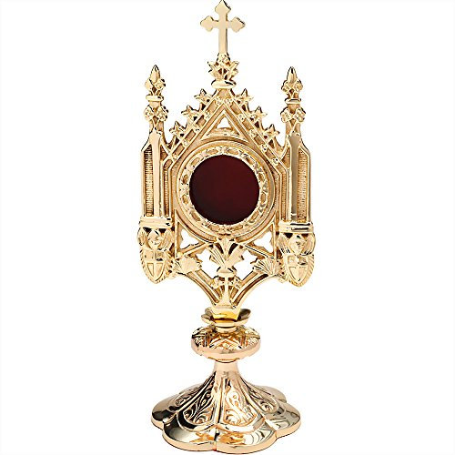 NKlaus Reliquiar Reliquie Monstranz für Klosterarbeit Hausaltar vergoldet 29cm 2671