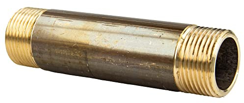 tecuro Rohrdoppelnippel, beidseitiges Außengewinde R 1/2 Zoll x 200 mm MS-blank, CW617N, nach Trinkwasserverordnung 50930-6