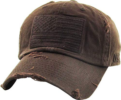 KBETHOS KBVT-209 BRN Tactical Operator mit USA Flag Patch US Army Military Baseball Cap einstellbar (einstellbar, (209) braun)
