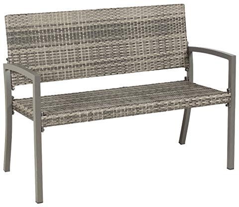 acamp Gartenbank wetterfest Dijon | Stabile, leichte 2-Sitzer Gartenbank mit Aluminium-Gestell | Outdoor Bank Rattan-Optik | Sitzbank in Anthrazit Grau Meliert | 116x60x87 cm Bank für Garten & Balkon