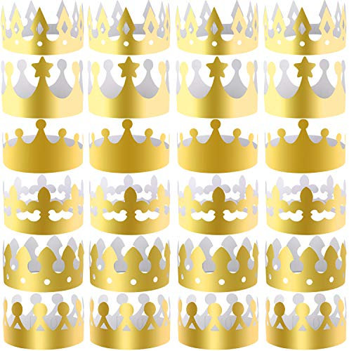 SIQUK 30 Stück Goldpapier Kronen Party King Crown Papierhüte für Party und Feier