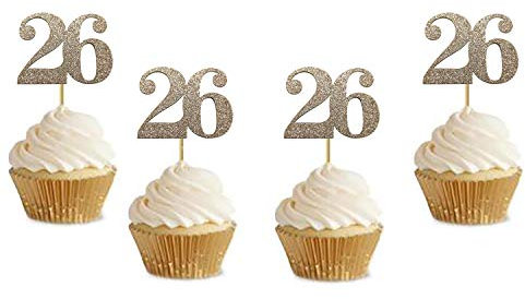 20 Pack of Number26 Cupcake Toppers Glitter Rose Gold 26th Birthday Party Anniversary Party Cupcake Toppers